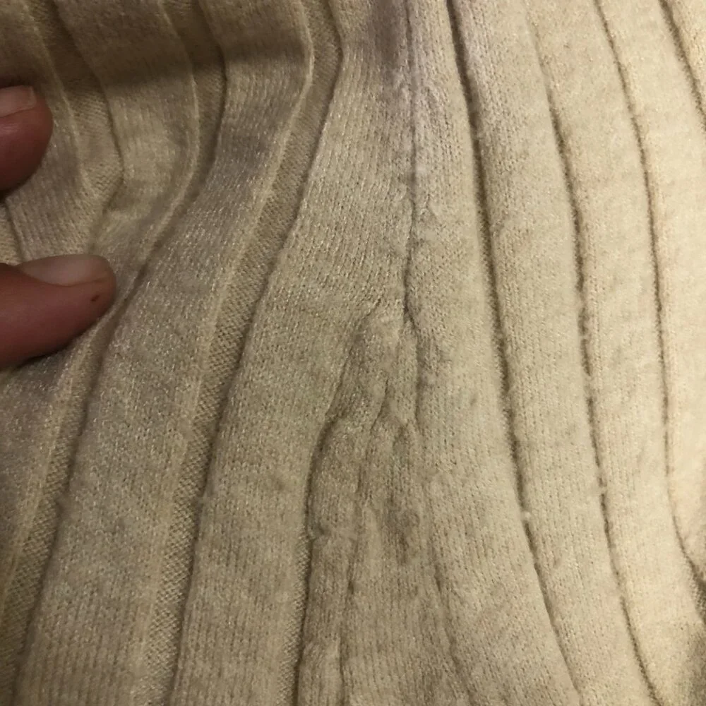 Womans Loft Max Sweater Dress Small Brown Long Sleeve Collar Cream - Picture 12 of 13